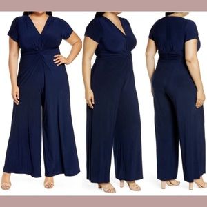 NWT Vince Camuto Navy Twist Front Jumpsuit 3X